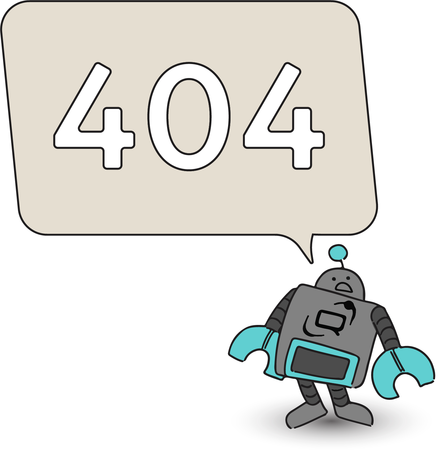 QuantCDN 404 page graphic with cartoon robot