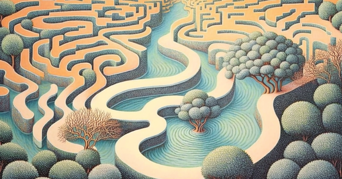 River flowing through a maze v11
