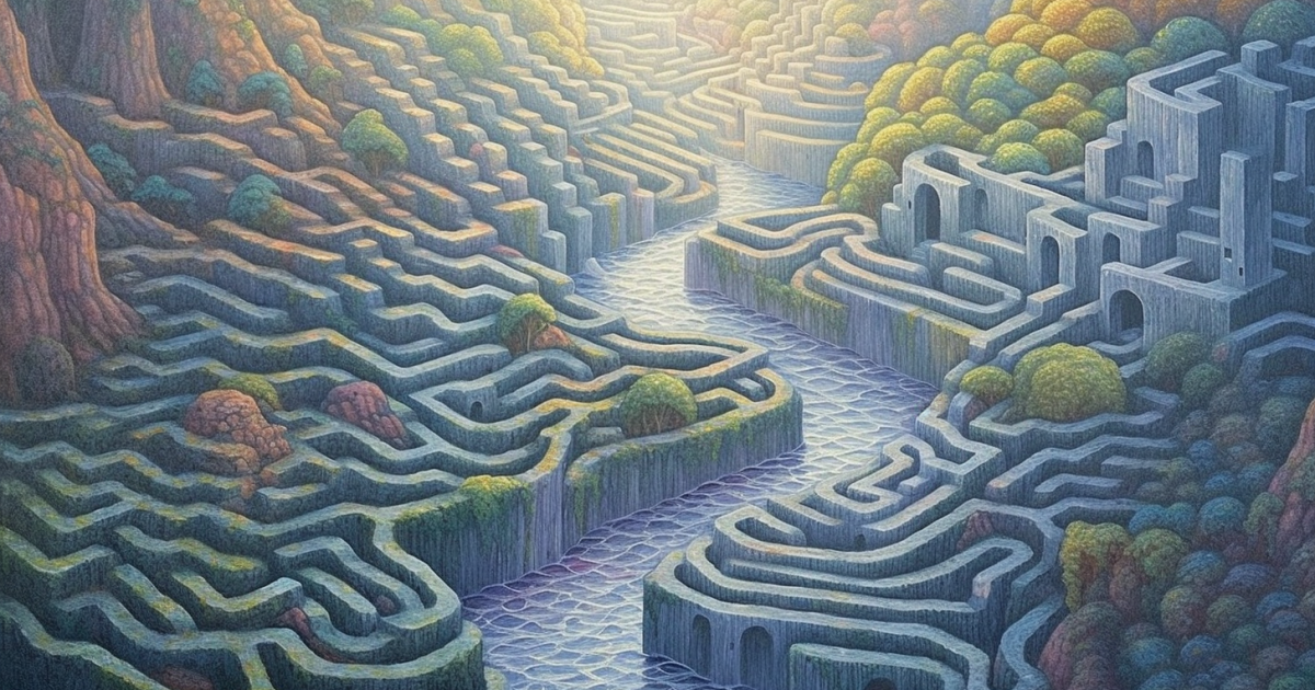 River flowing through a maze v35