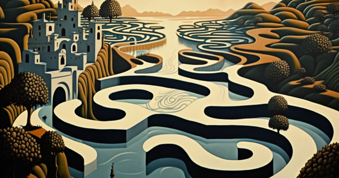 River flowing through a maze v23