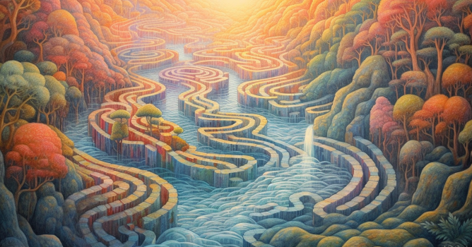 River flowing through a maze v38